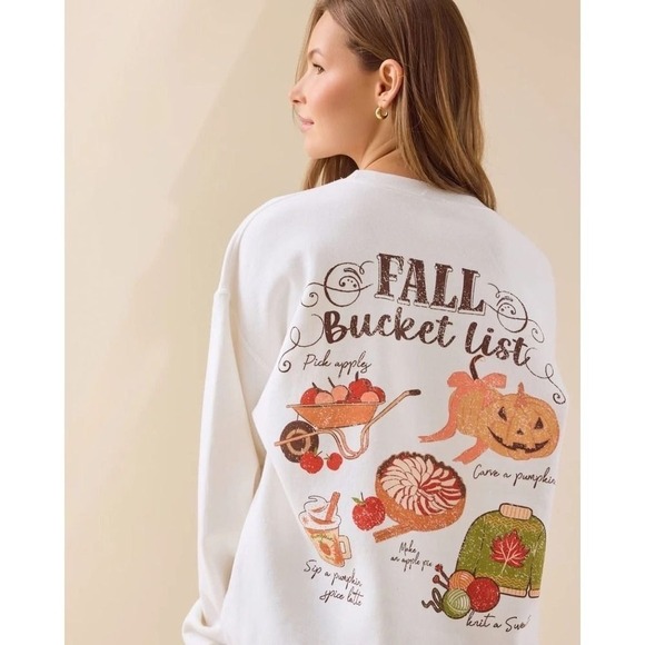 Altar'd State Tops - Altar'd State Fall Bucket List Pumpkin Graphic Sweatshirt Cream Size XS/S